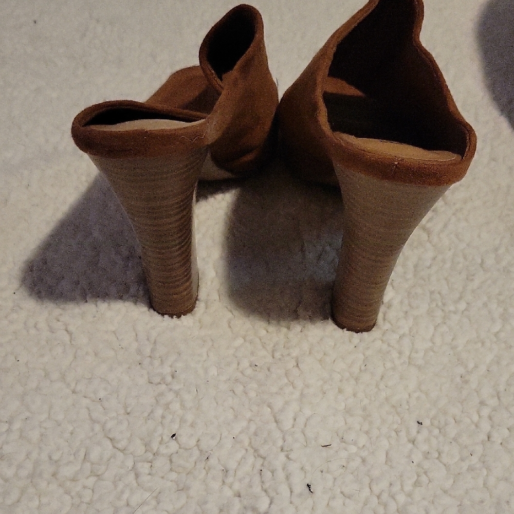 a.n.a Tan Suede Peep-Toe Slip-On Mules - Picture 3 of 4